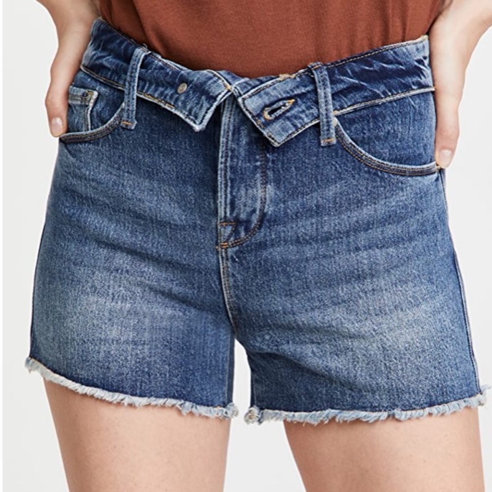💙Good American The Cut Off Fold Over Waist Jean Shorts💙